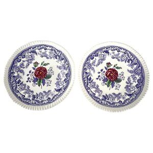 2 Spode Copeland Mayflower Bread & Butter Plates Floral Set 6.5” Made England